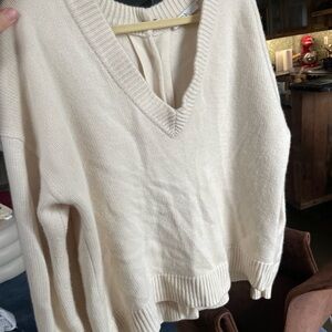TIBI reversible V Neck / Cardigan Ivory 100% Cashmere Sweater